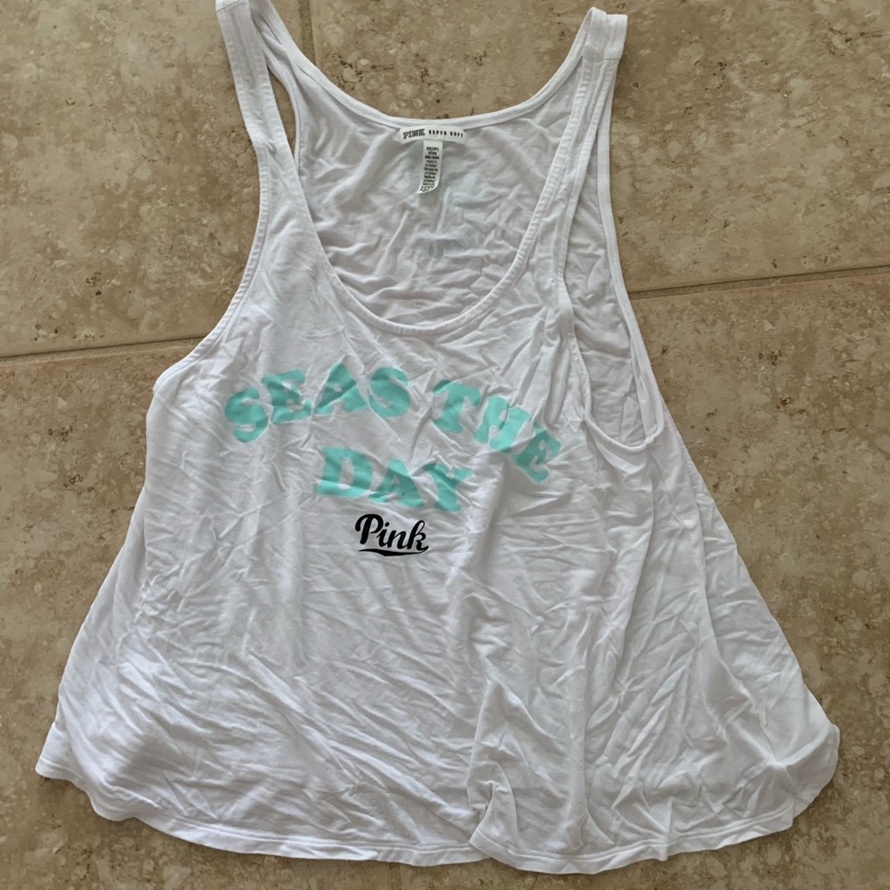 flowy white graphic beach tank